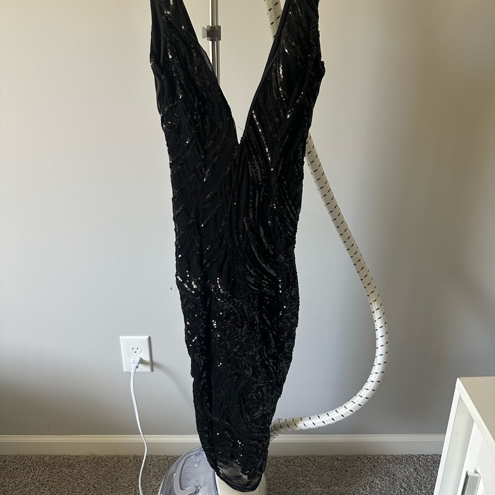 Black mid length dress